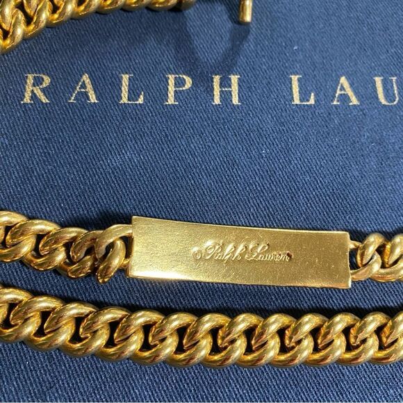 Ralph Lauren Collection * Brass Curb Link ID Tag Triple Wrap Necklace/Bracelet - Picture 12 of 16